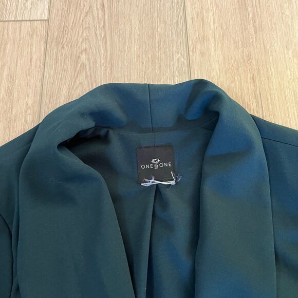 One5One Women's Hunter Green 3/4 Sleeve Open Front Blazer Sz Large - Picture 2 of 8
